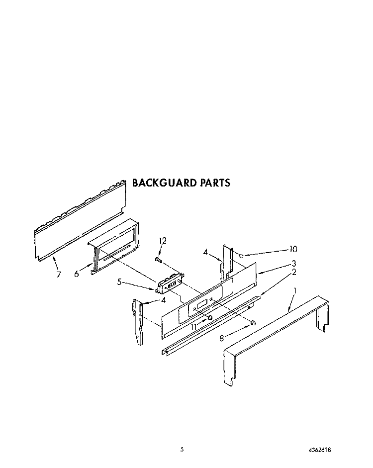 BACKGUARD Diagram and Parts List for SF337PEXW0  Whirlpool Range