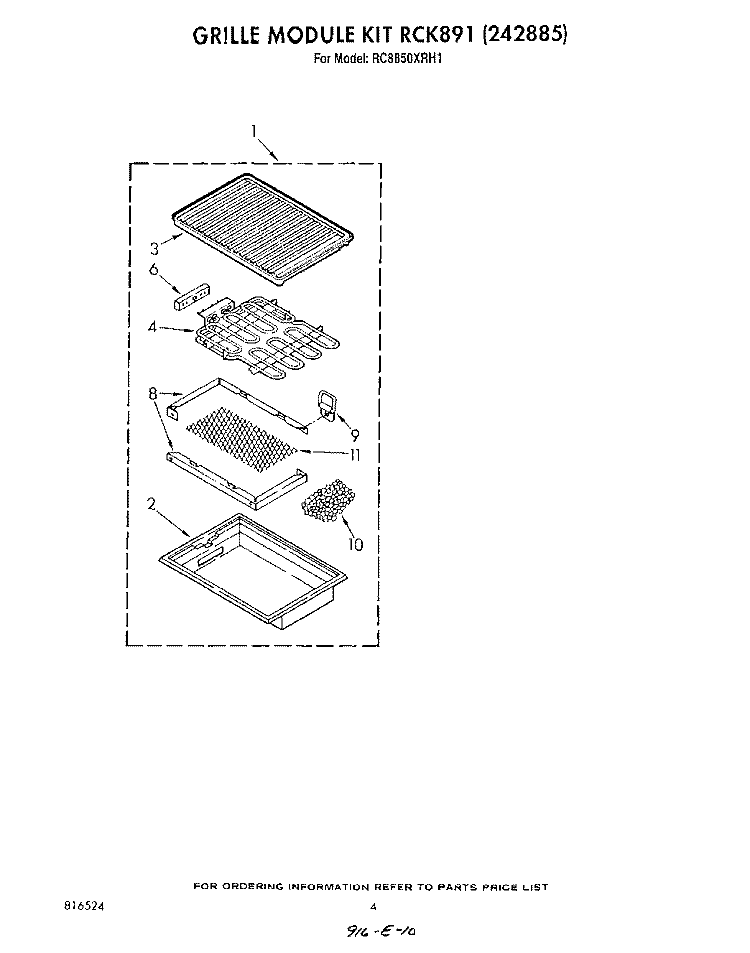 SECTION Diagram and Parts List for RC8850XRH1  Whirlpool Cooktop