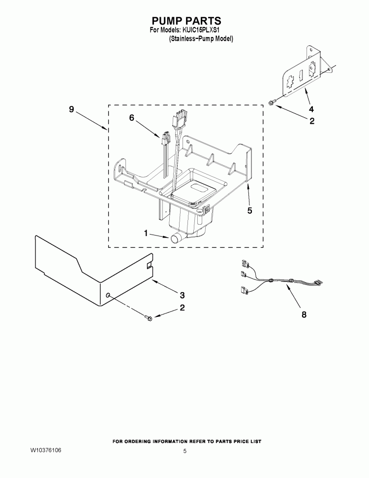 PUMP PARTS Diagram and Parts List for KUIC15PLXS1  KitchenAid Ice Maker