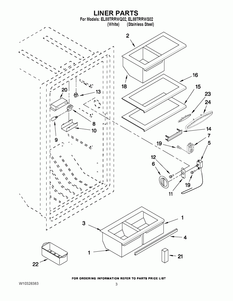 LINER PARTS Diagram and Parts List for EL88TRRWQ02  Whirlpool Refrigerator