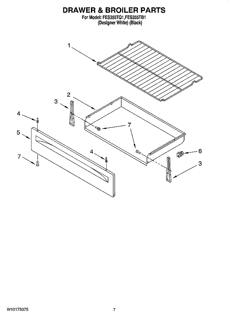 DRAWER & BROILER PARTS, OPTIONAL PARTS Diagram and Parts List for FES355TB1  Roper Range