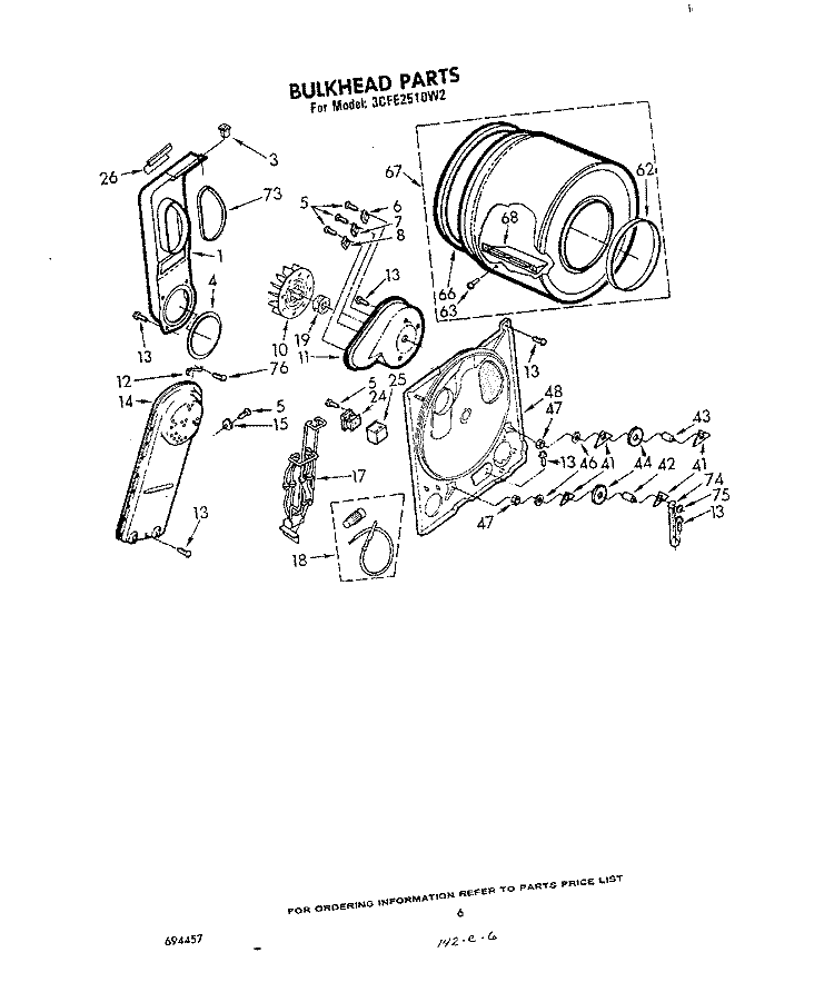 SECTION Diagram and Parts List for 3CFE2510W2  Whirlpool Dryer