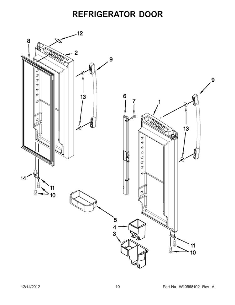 REFRIGERATOR DOOR Diagram and Parts List for GX2SHBXVY09  Whirlpool Refrigerator