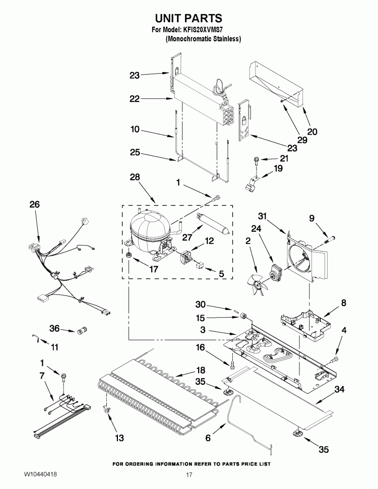 UNIT PARTS Diagram and Parts List for KFIS20XVMS7  KitchenAid Refrigerator