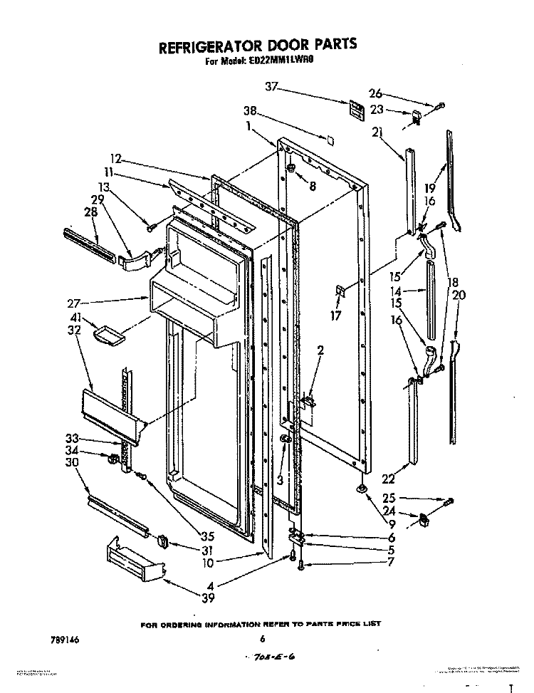 REFRIGERATOR DOOR Diagram and Parts List for ED22MM1LWR0  Whirlpool Refrigerator
