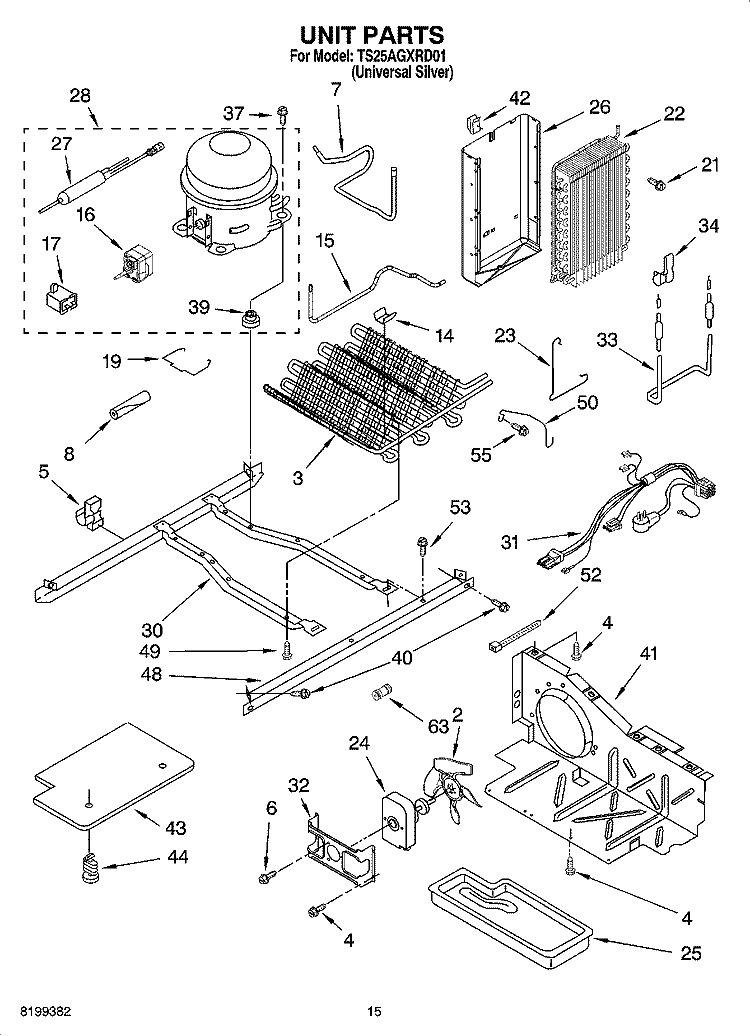 UNIT PARTS Diagram and Parts List for TS25AGXRD01  Estate Refrigerator