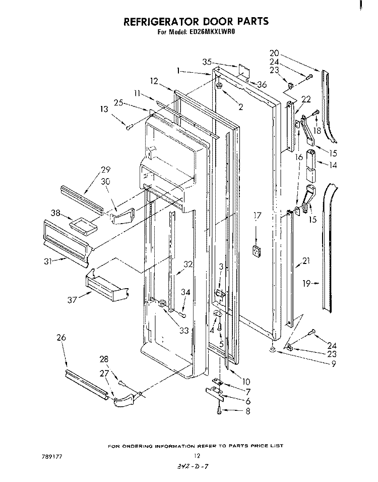 REFRIGERATOR DOOR Diagram and Parts List for ED26MKXLWR0  Whirlpool Refrigerator