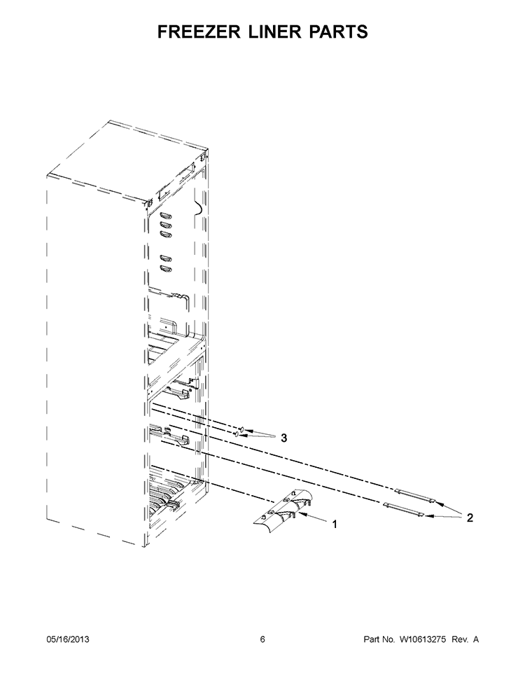 FREEZER LINER PARTS Diagram and Parts List for WRB551WNBS00  Whirlpool Refrigerator