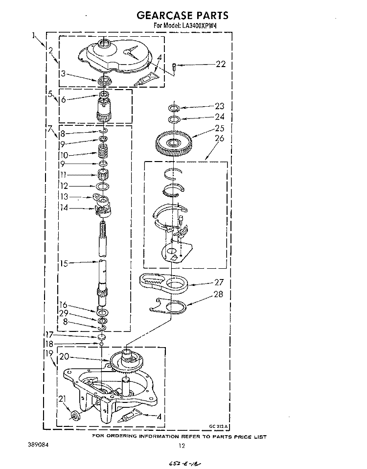 GEARCASE Diagram and Parts List for LA3400XPW4  Whirlpool Washer