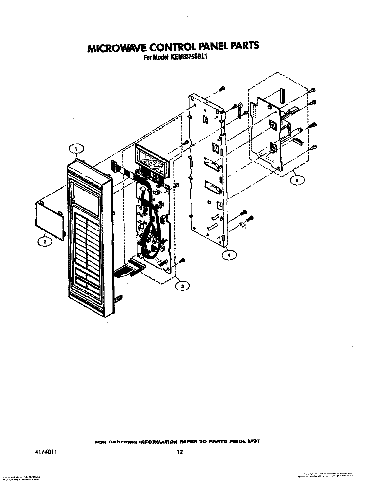 MICROWAVE CONTROL PANEL Diagram and Parts List for KEMS376SBL1  KitchenAid Microwave Oven Combo