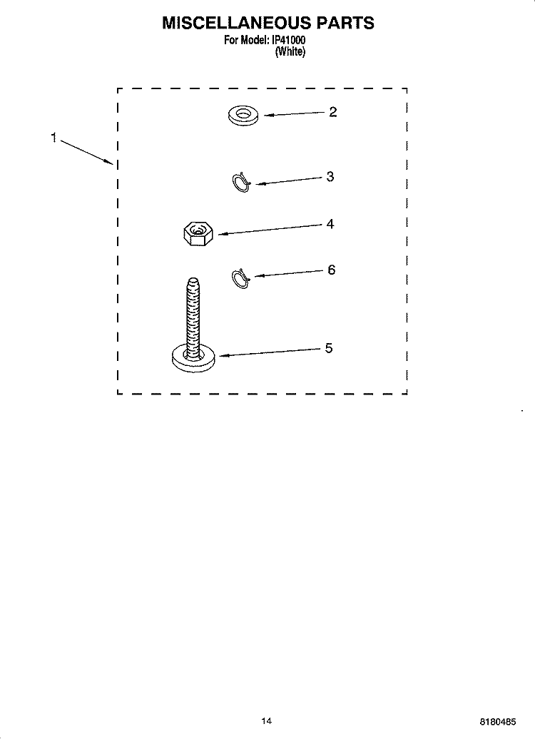 MISCELLANEOUS  PARTS, OPTIONAL PARTS (NOT INCLUDED) Diagram and Parts List for IP41000  Inglis Washer