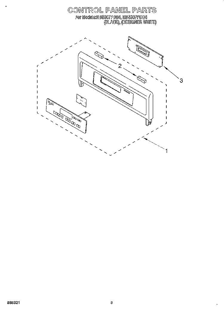 CONTROL PANEL, LITERATURE Diagram and Parts List for RBS307PDQ4  Whirlpool Wall Oven