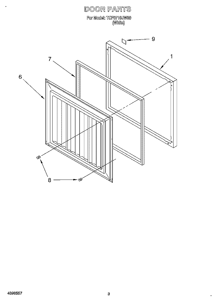 SECTION Diagram and Parts List for TCF0710JW00  Whirlpool Freezer