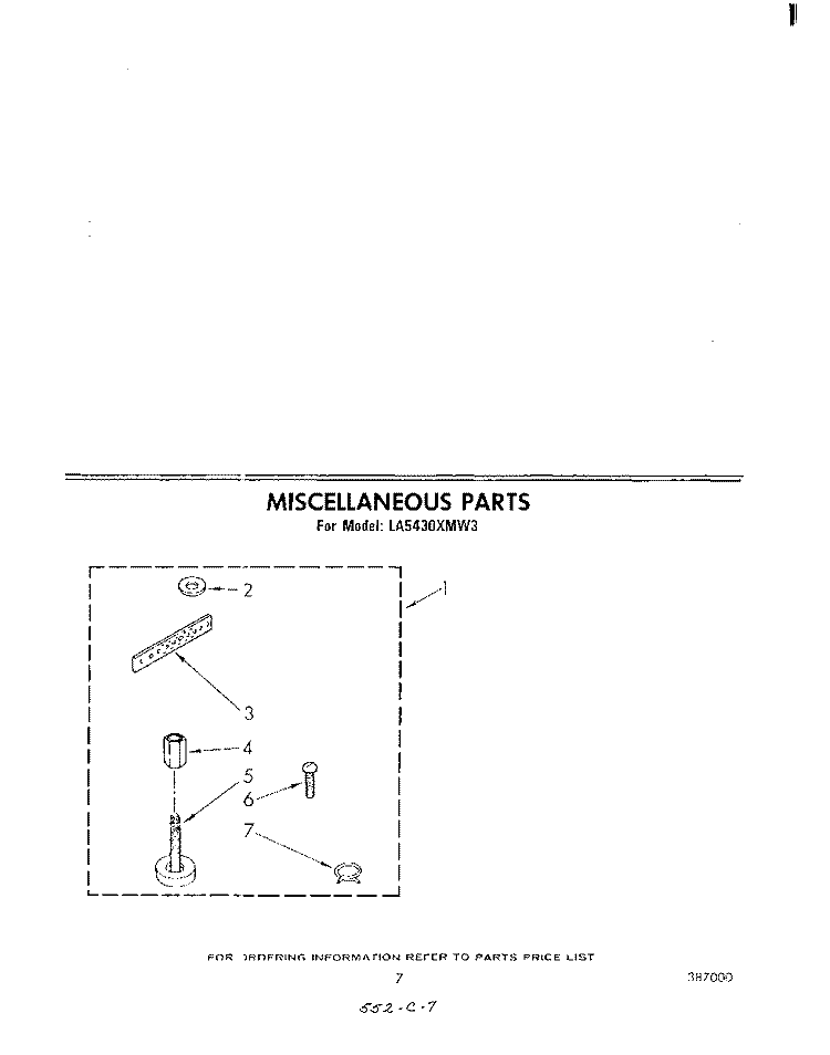 MISCELLANEOUS Diagram and Parts List for LA5430XPW0  Whirlpool Washer