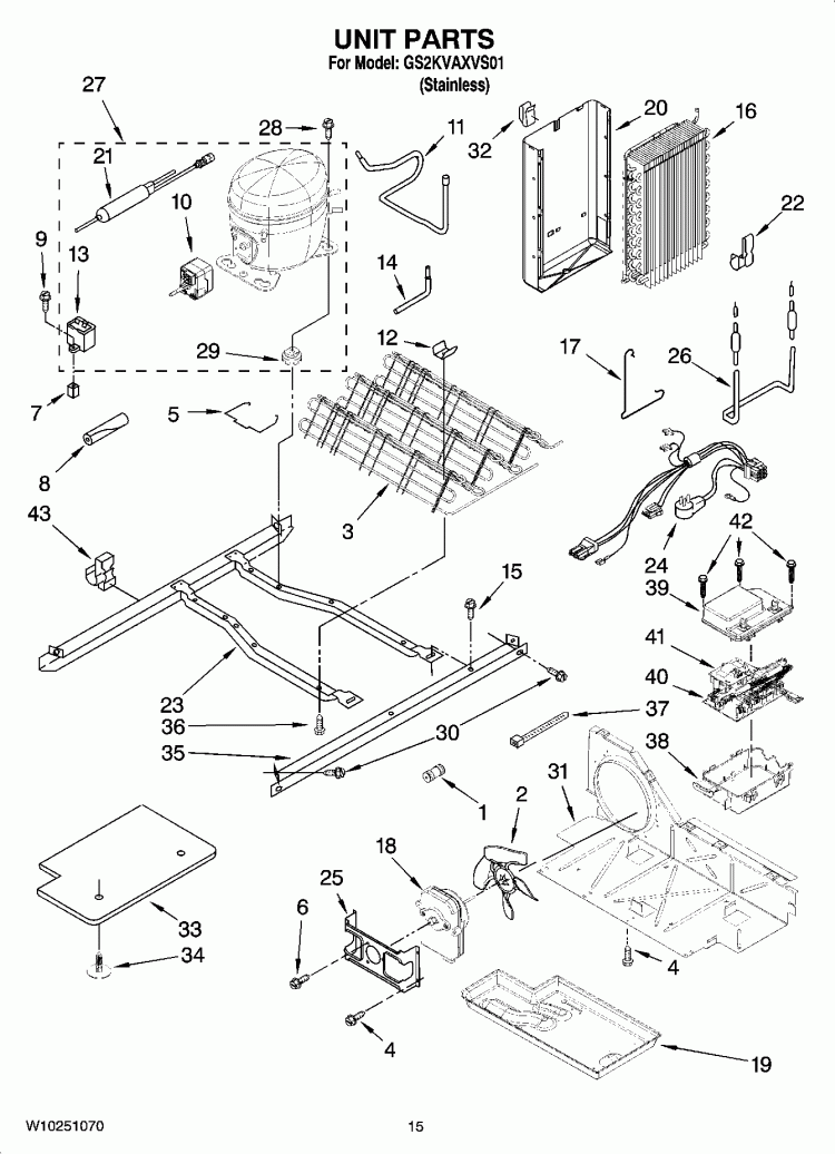 UNIT PARTS Diagram and Parts List for GS2KVAXVS01  Whirlpool Refrigerator