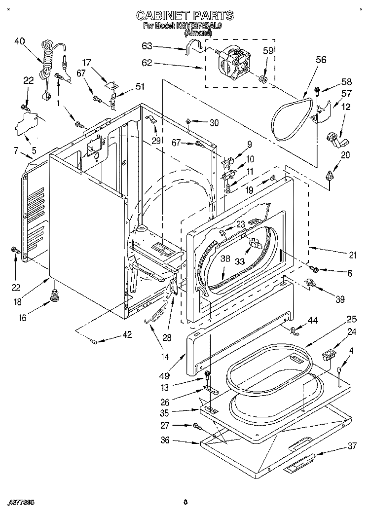 CABINET Diagram and Parts List for KGYE678BAL0  KitchenAid Dryer