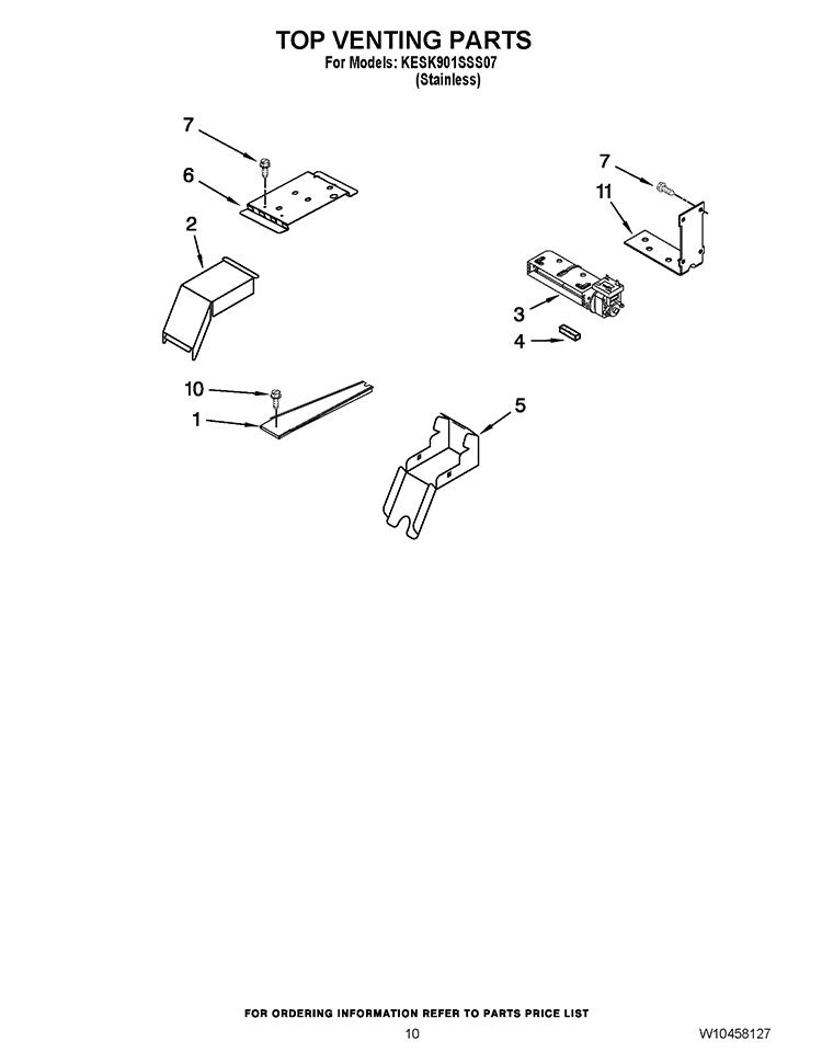 TOP VENTING PARTS Diagram and Parts List for KESK901SSS07  KitchenAid Range