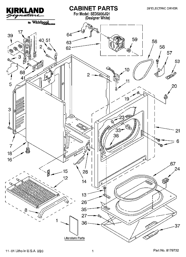 SECTION Diagram and Parts List for SEDS800JQ1  Whirlpool Dryer