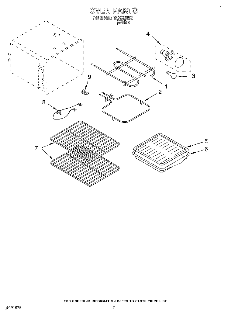 OVEN, OPTIONAL Diagram and Parts List for WDE32202  Whirlpool Range