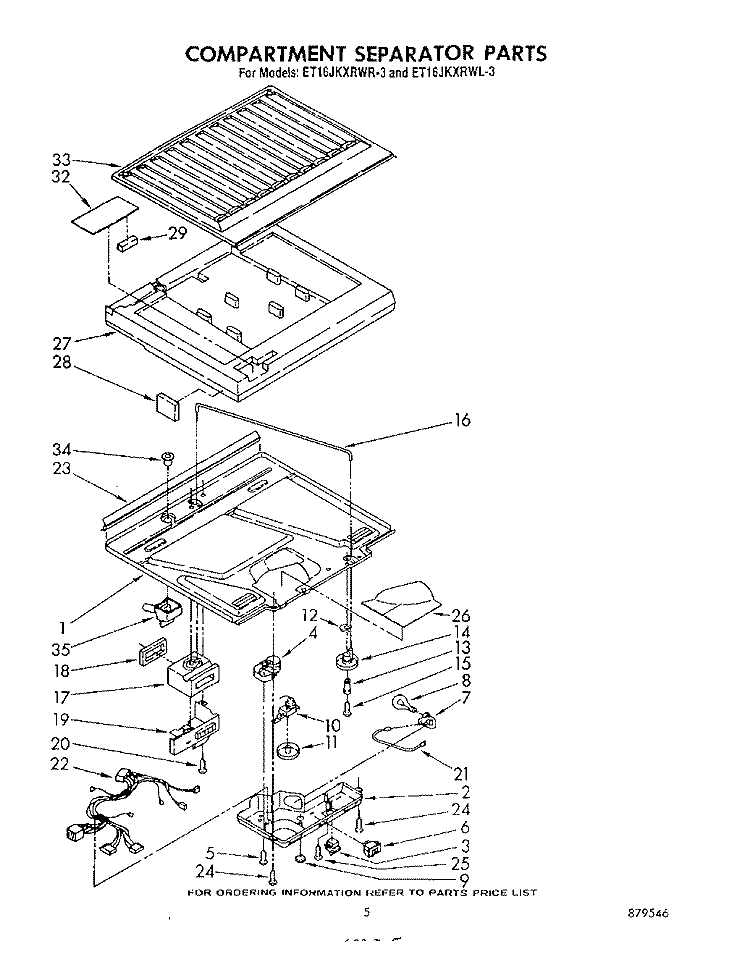 COMPARTMENT SEPARATOR Diagram and Parts List for ET16JKXRWR3  Whirlpool Refrigerator