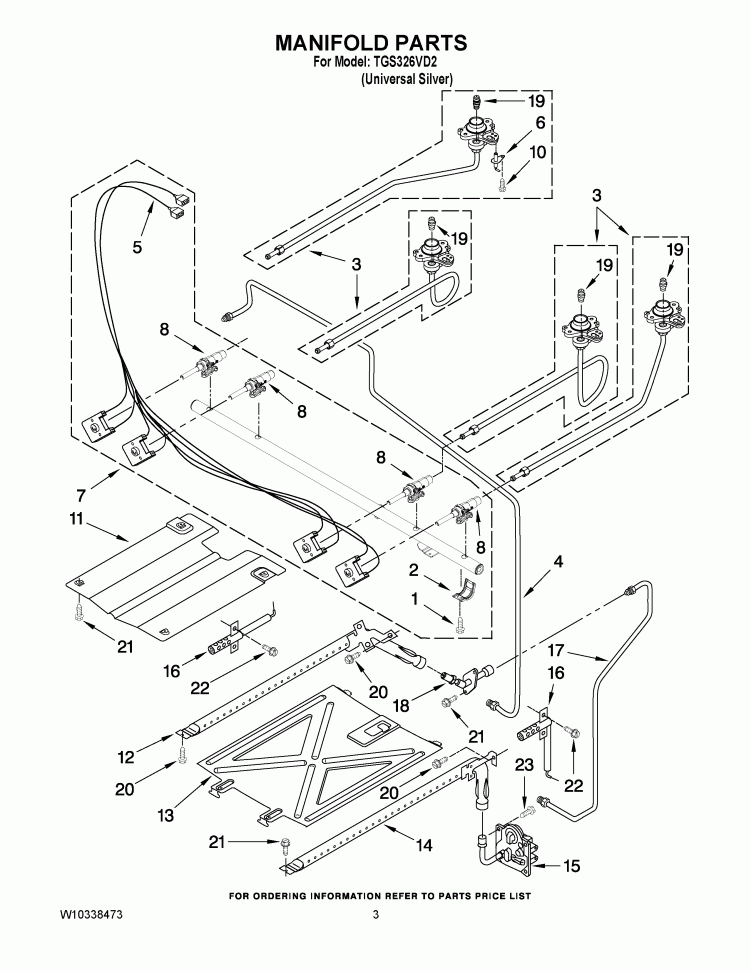 MANIFOLD PARTS Diagram and Parts List for TGS326VD2  Estate Range