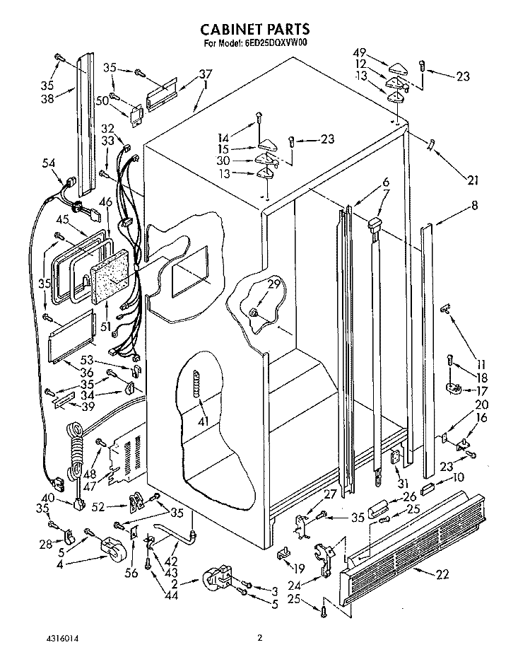 CABINET Diagram and Parts List for 6ED25DQXVW00  Whirlpool Refrigerator