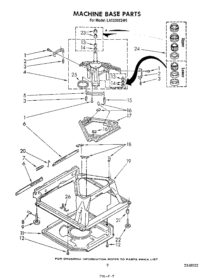 MACHINE BASE Diagram and Parts List for LA5330XSW0  Whirlpool Washer