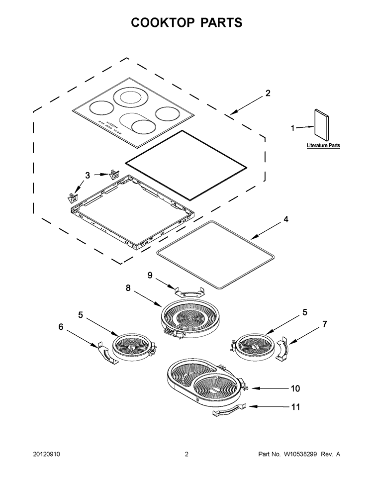 COOKTOP PARTS Diagram and Parts List for KECC548BSS0  KitchenAid Cooktop