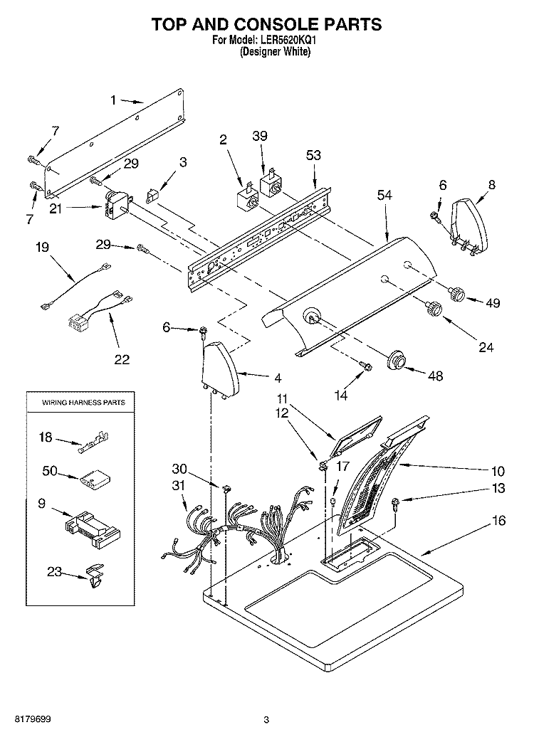 SECTION Diagram and Parts List for LER5620KQ1  Whirlpool Dryer