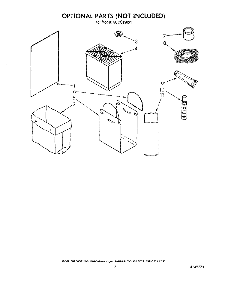 LIT/OPTIONAL Diagram and Parts List for KUCC150S1  KitchenAid Trash Compactor