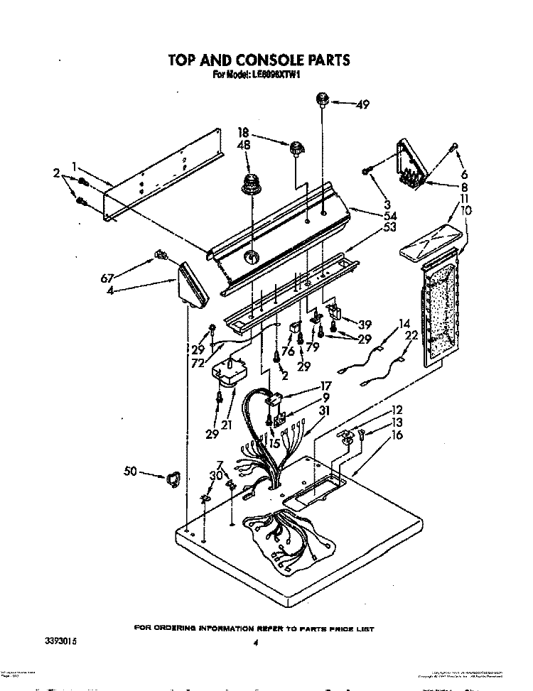 SECTION Diagram and Parts List for LE6098XTG1  Whirlpool Dryer