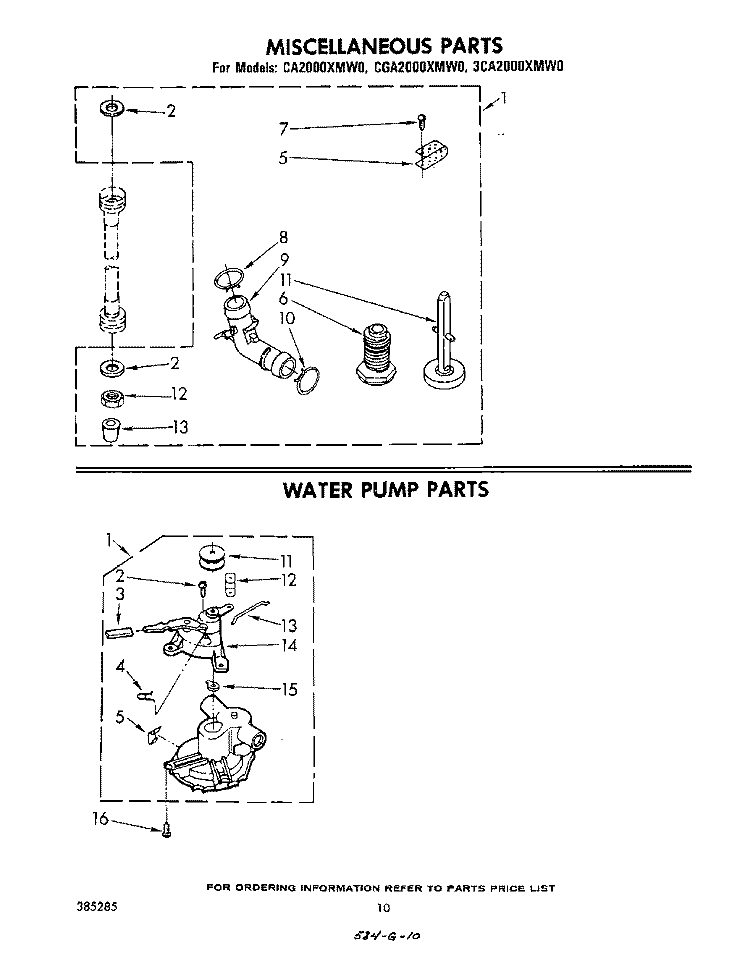 MISCELLANEOUS , WATER PUMP , LITERATURE Diagram and Parts List for 3CA2000XMW0  Whirlpool Washer