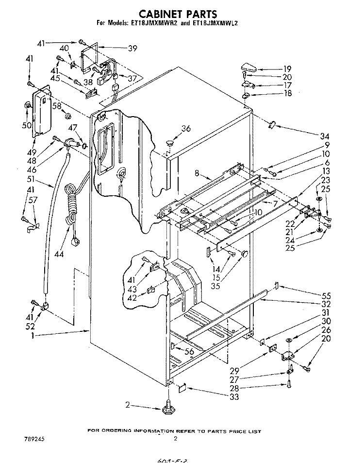 CABINET Diagram and Parts List for ET18JMXMWR2  Whirlpool Refrigerator
