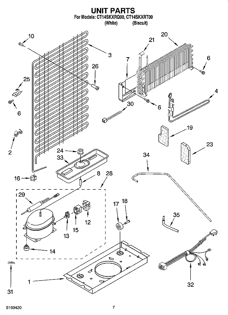 UNIT PARTS Diagram and Parts List for CT14SKXRT00  Crosley Refrigerator