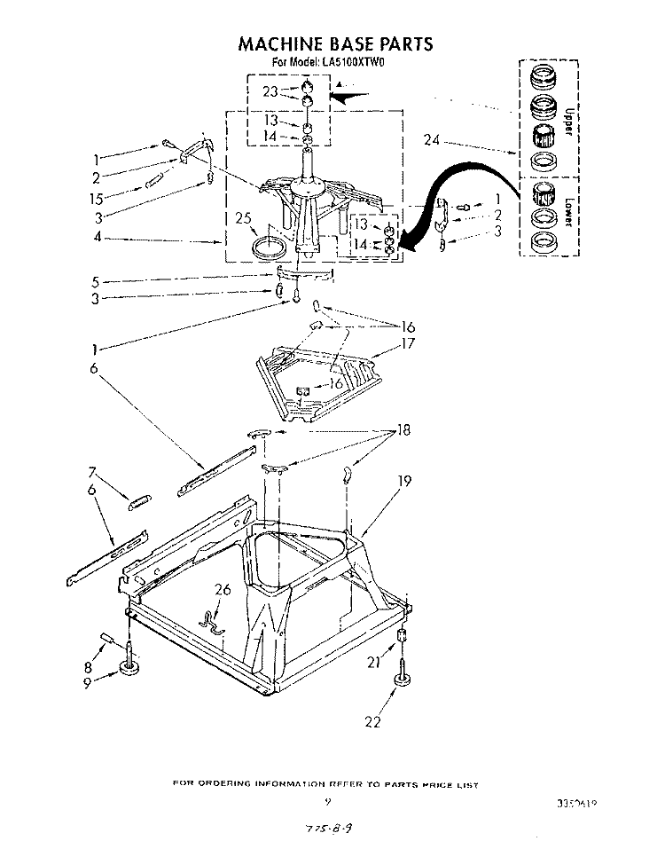 MACHINE BASE Diagram and Parts List for LA5100XTF0  Whirlpool Washer