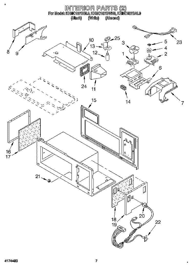 INTERIOR PARTS 2 Diagram and Parts List for KHMC107BBL0  KitchenAid Microwave