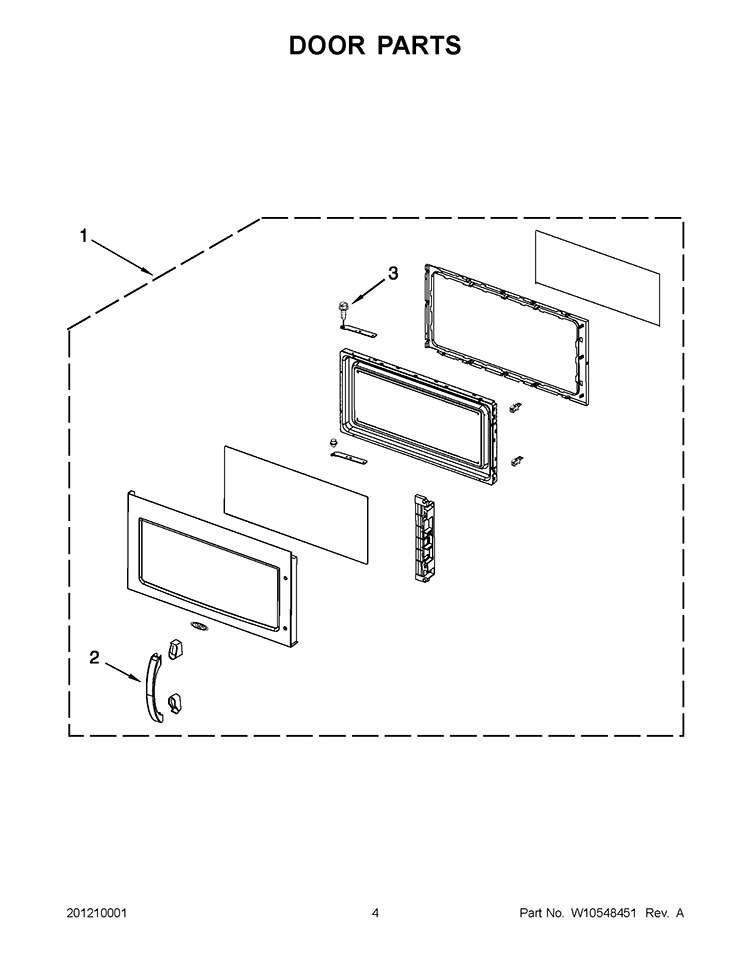 DOOR PARTS Diagram and Parts List for WMH75520AS0  Whirlpool Microwave
