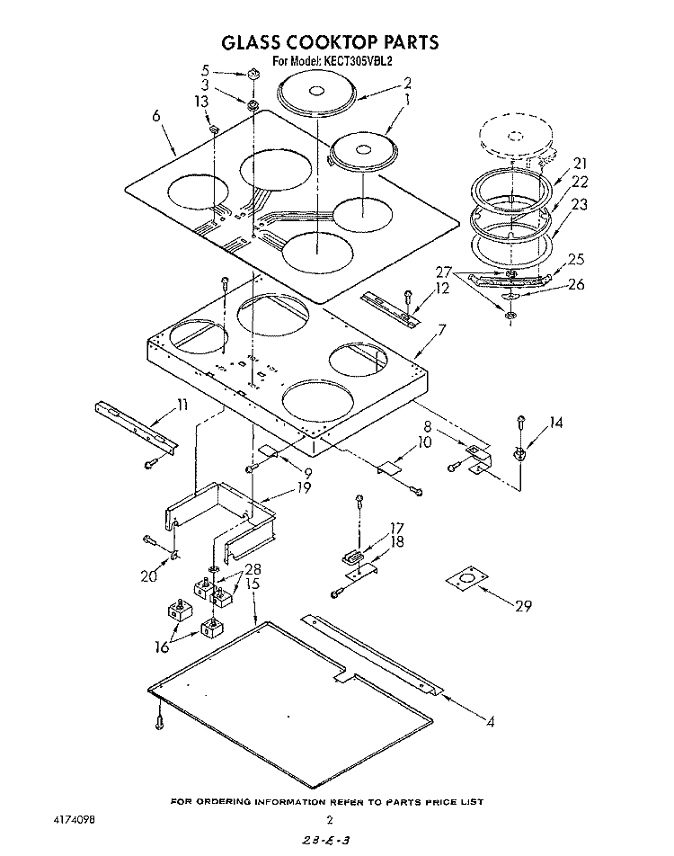 SECTION Diagram and Parts List for KECT305VAL2  KitchenAid Cooktop