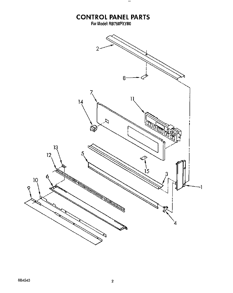 CONTROL PANEL, LIT/OPTIONAL Diagram and Parts List for RB760PXYQ0  Whirlpool Wall Oven
