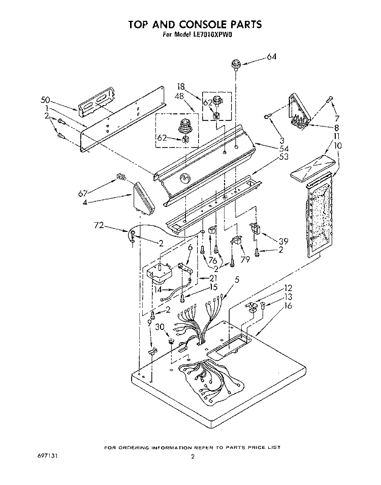 SECTION Diagram and Parts List for LE7010XPW0  Whirlpool Dryer