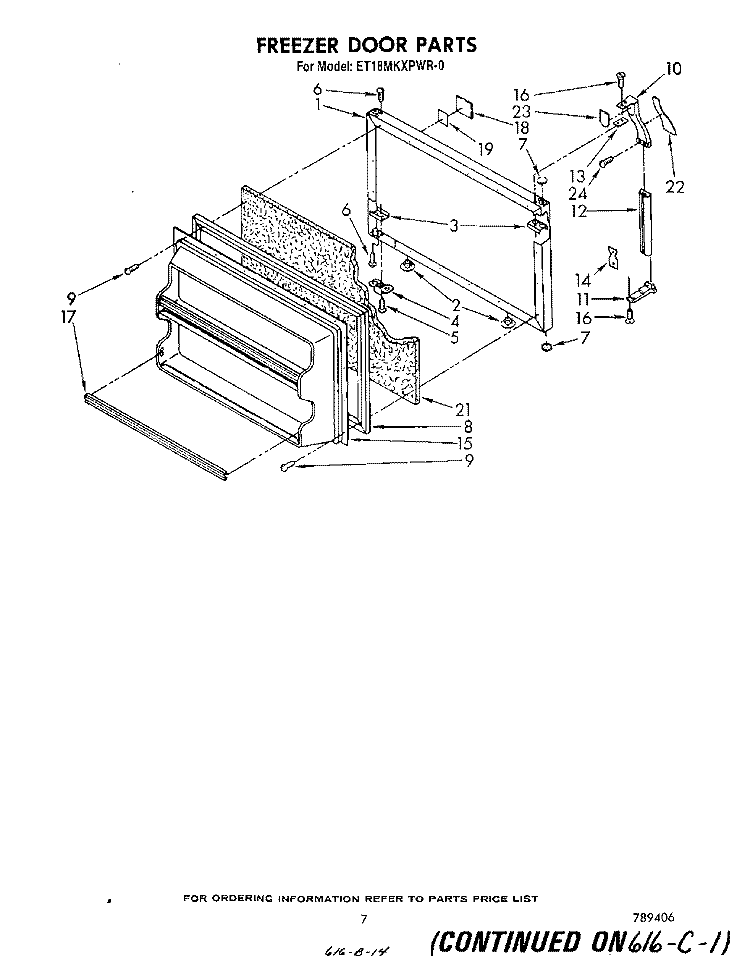 FREEZER DOOR Diagram and Parts List for ET18MKXPWR0  Whirlpool Refrigerator