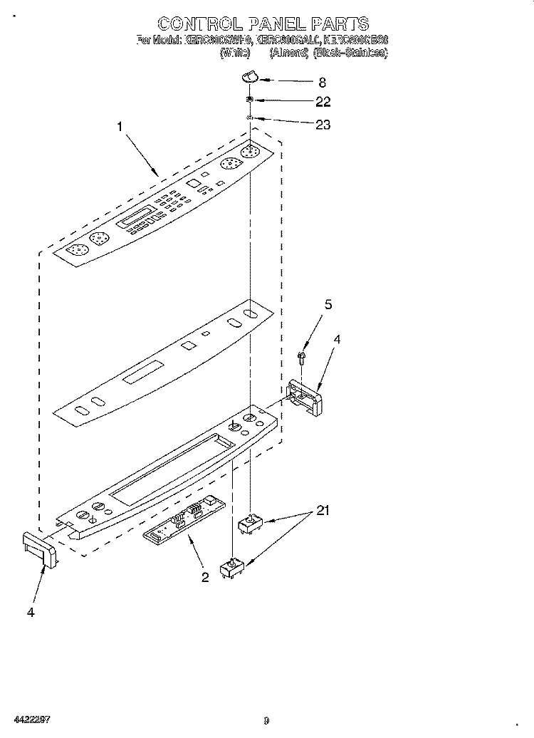 CONTROL PANEL, LIT/OPTIONAL Diagram and Parts List for KERC600GBS0  KitchenAid Range