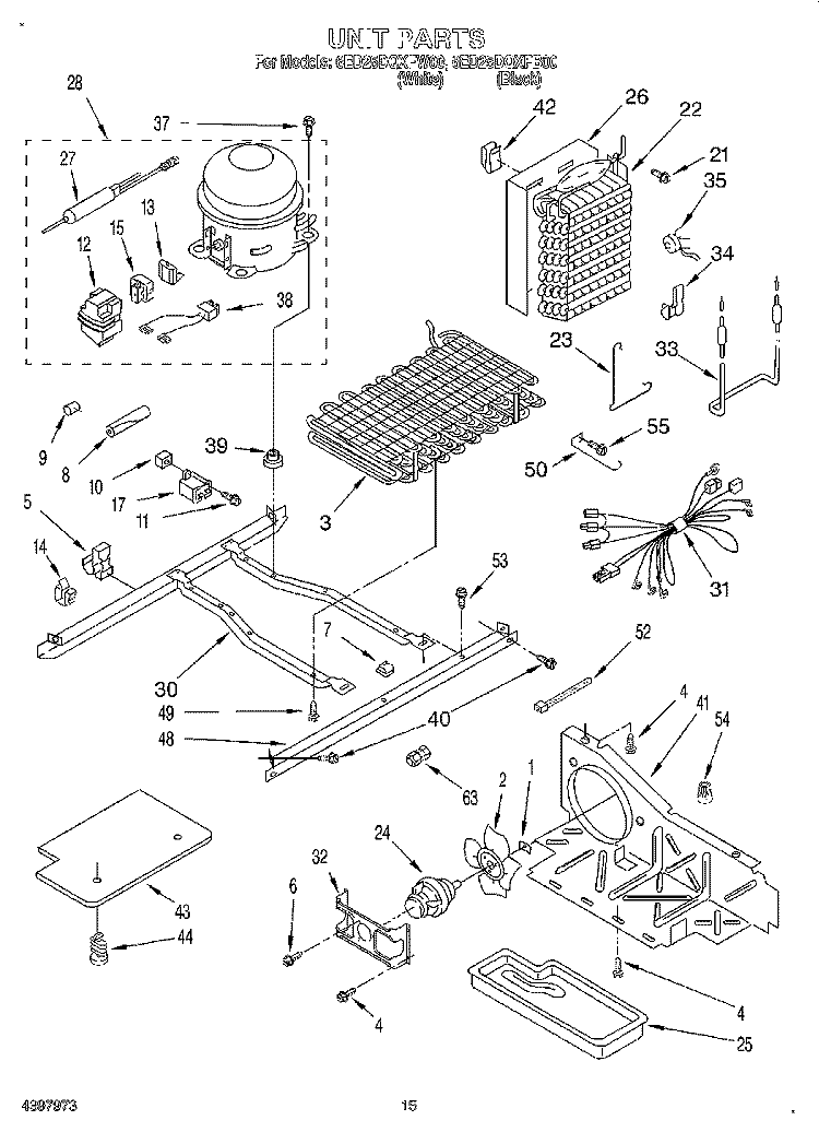 UNIT Diagram and Parts List for 6ED25DQXFB00  Whirlpool Refrigerator