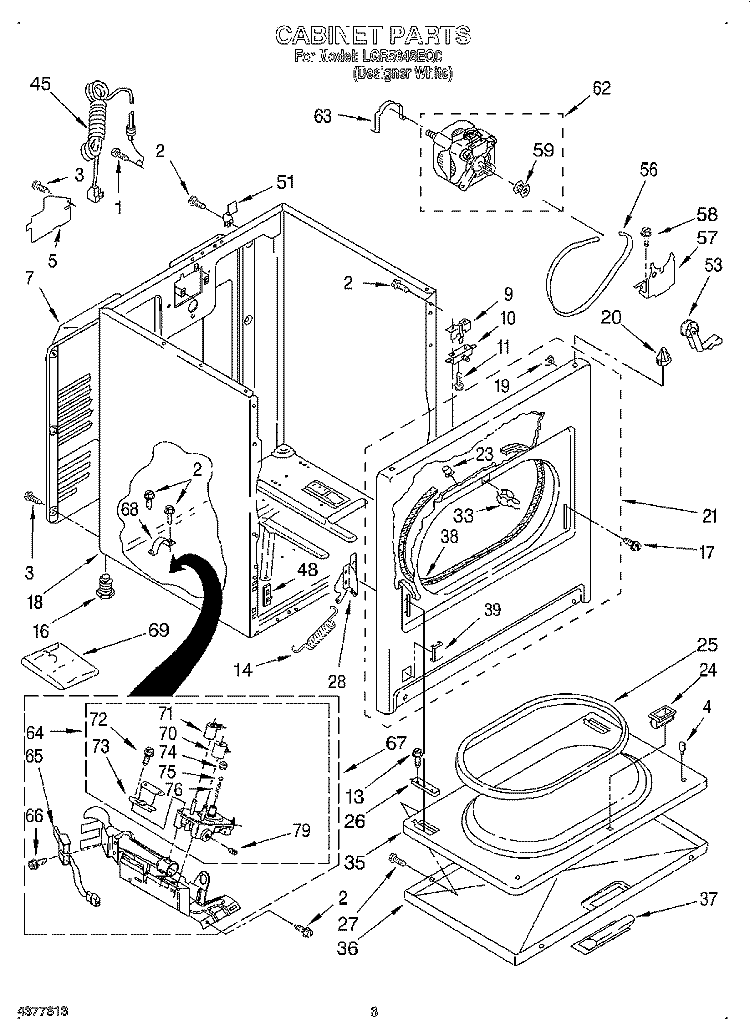 CABINET Diagram and Parts List for LGR5848EQ0  Whirlpool Dryer