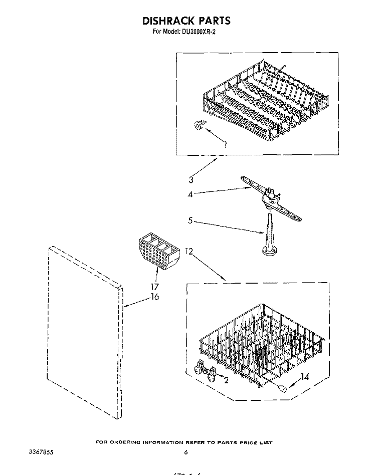 DISHRACK Diagram and Parts List for DU3000XR2  Whirlpool Dishwasher
