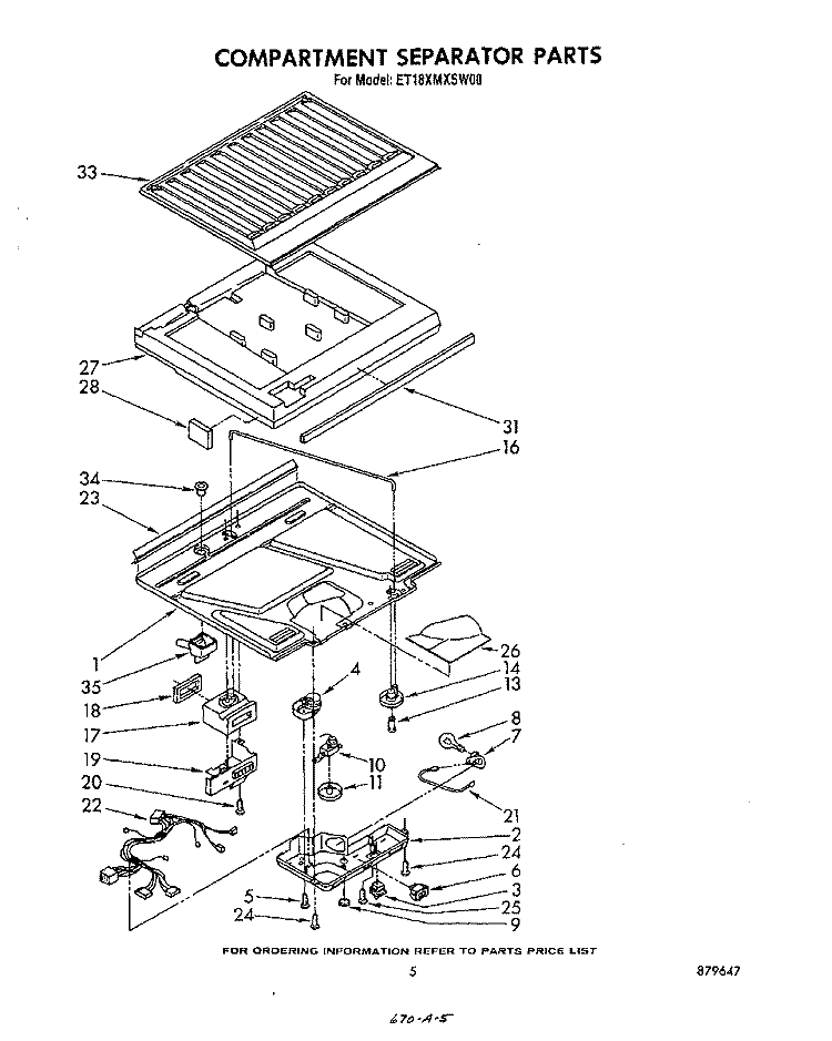 COMPARTMENT SEPARATOR Diagram and Parts List for ET18XMXSW00  Whirlpool Refrigerator