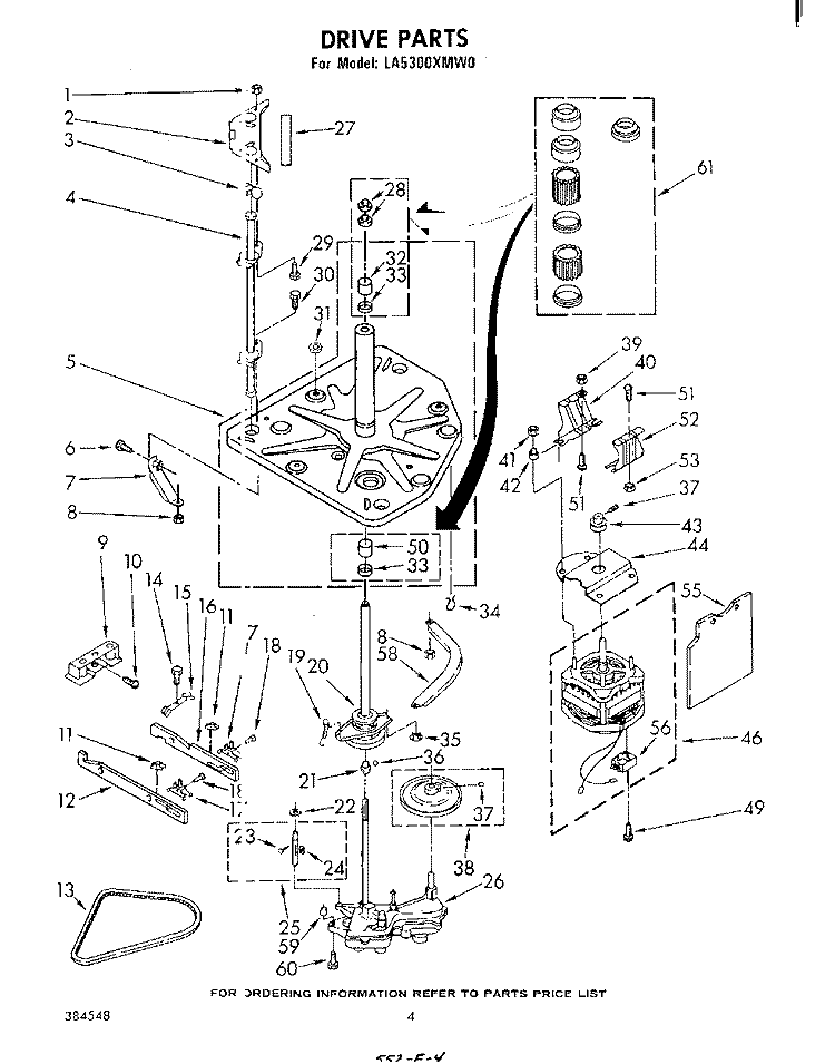 DRIVE Diagram and Parts List for LA5300XMW0  Whirlpool Washer