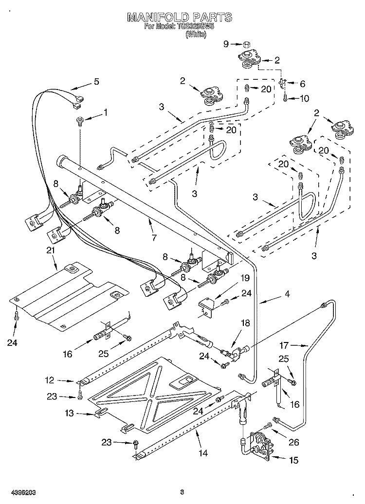 MANIFOLD Diagram and Parts List for TGS325GW5  Estate Range