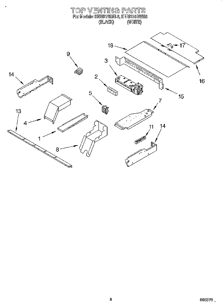 TOP VENTING, OPTIONAL Diagram and Parts List for KEBI276DBL6  KitchenAid Wall Oven