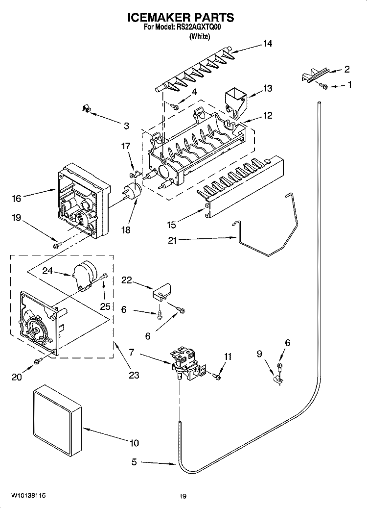 ICEMAKER PARTS, OPTIONAL PARTS Diagram and Parts List for RS22AGXTQ00  Roper Refrigerator